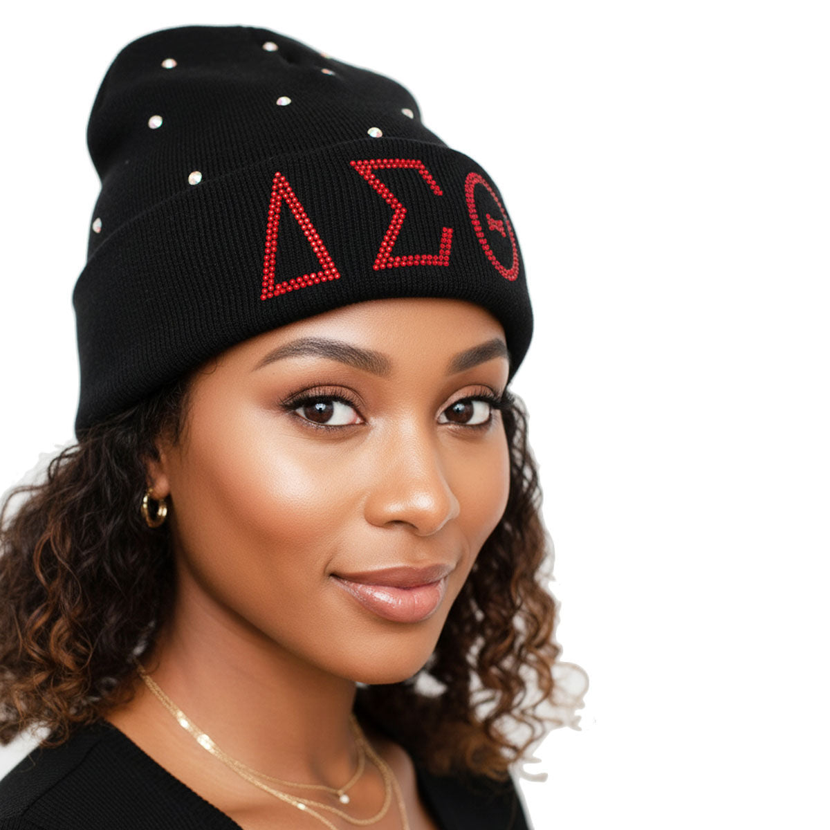 DST Sorority Pride Black Bling Winter Beanie Hat