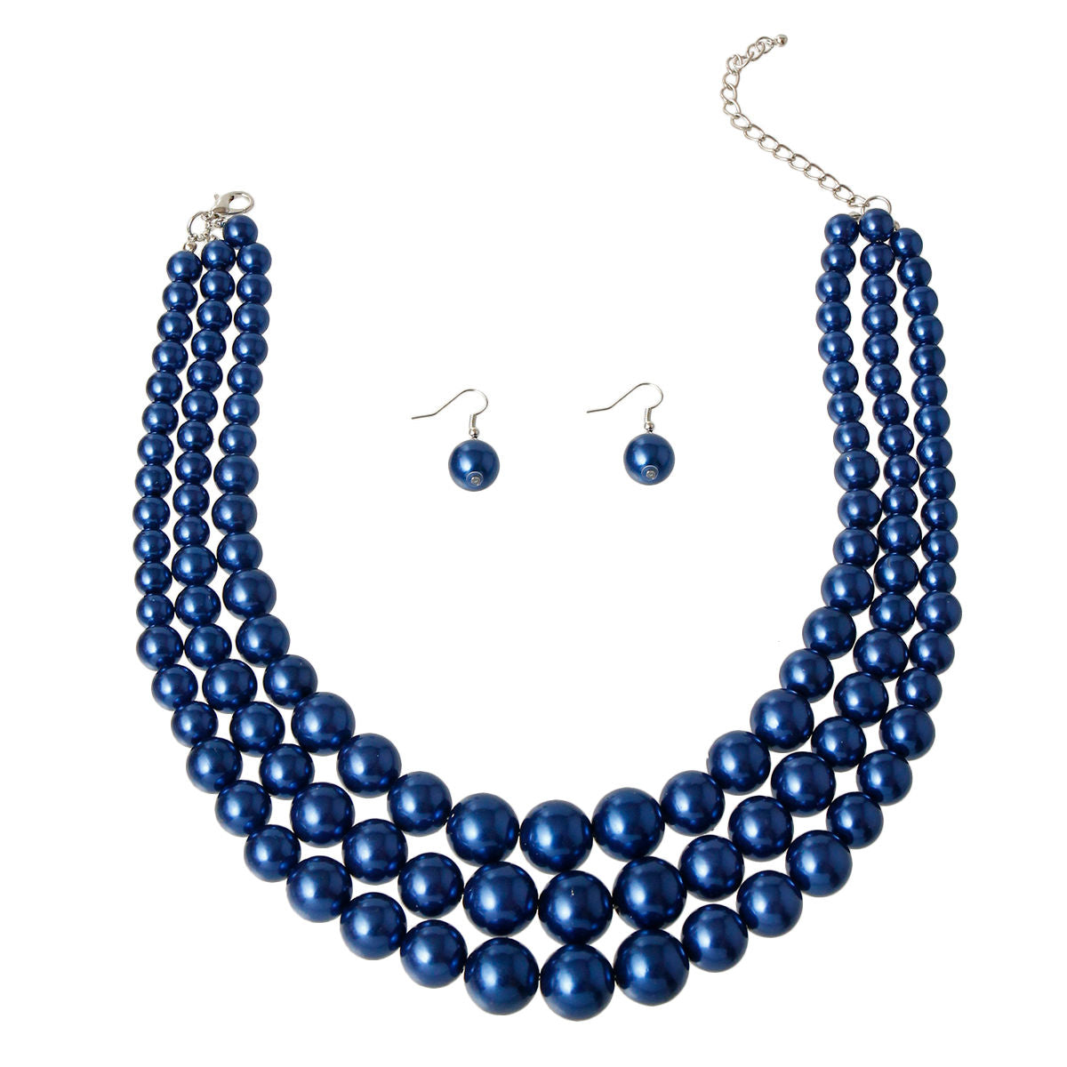 Elegant Multi-Strand Blue Pearl Set