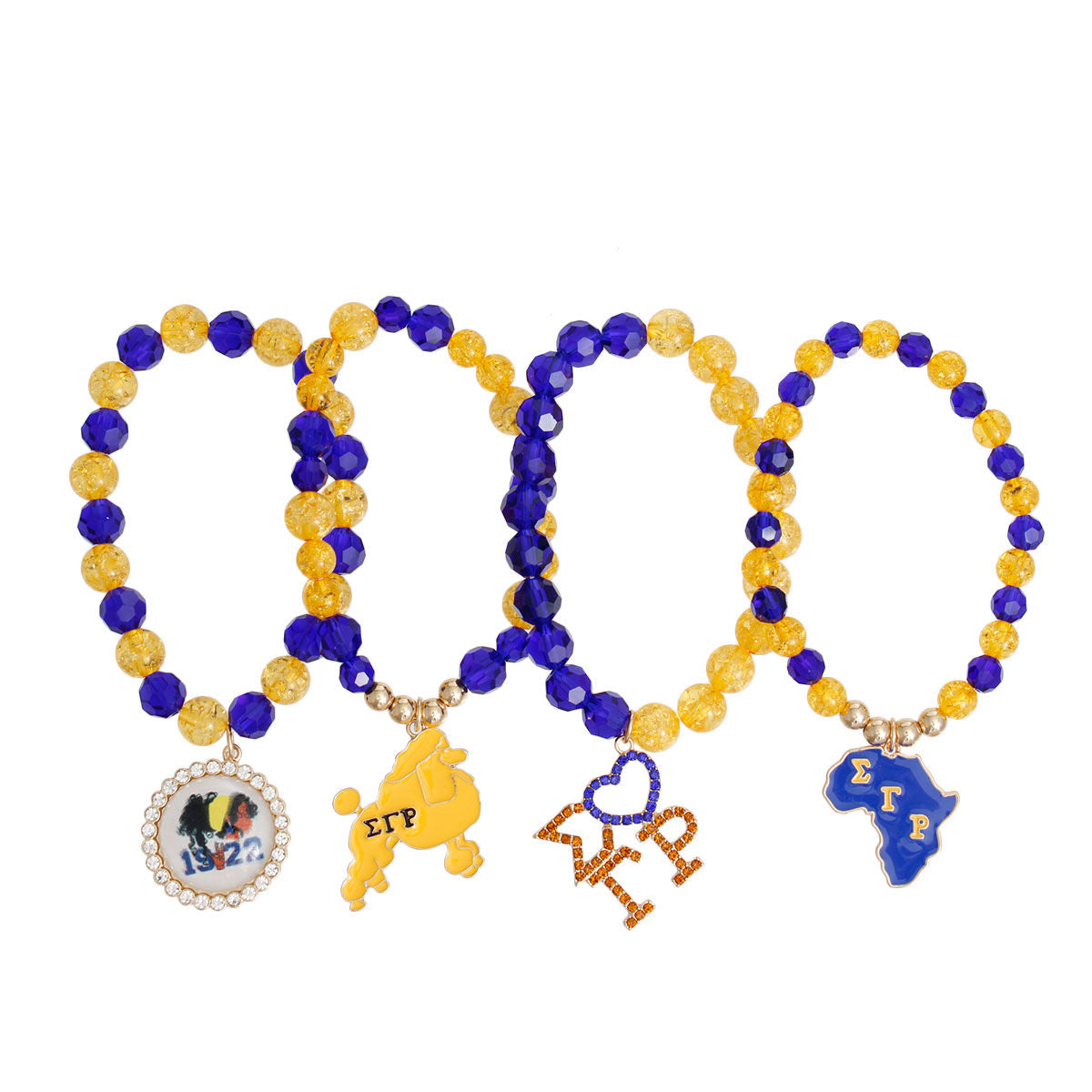 Blue Gold Glass Bead SGRHO Sorority Set