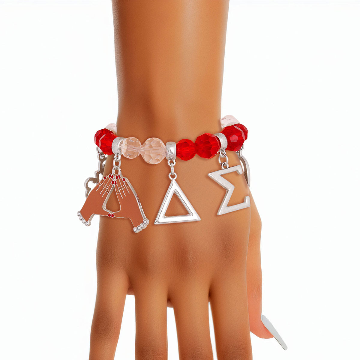 Red Clear Glass Bead Delta Soror Bracelet