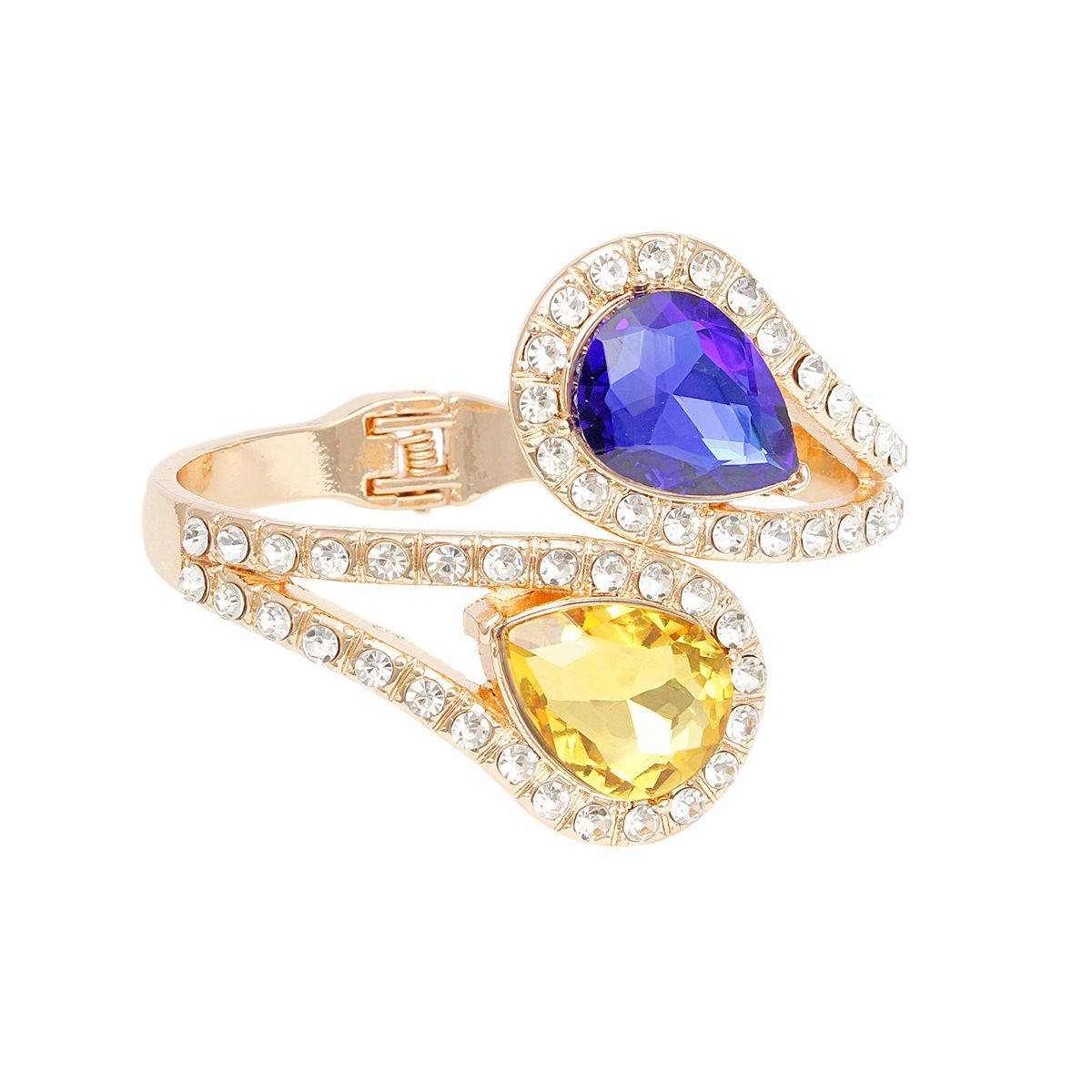 SGRHO Blue and Gold Teardrop Crystal Cuff Bracelet