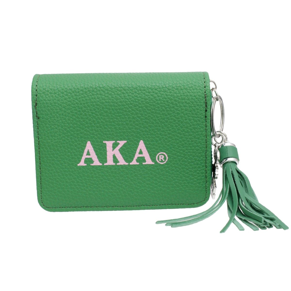AKA Sorority Green Tassel Keychain Zipper Wallet