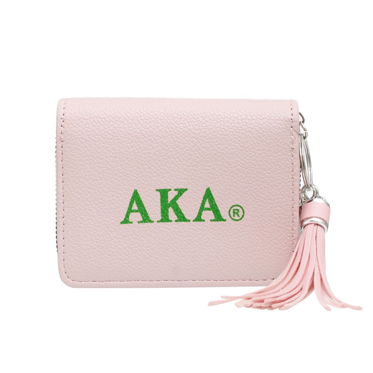 AKA Sorority Pink Tassel Keychain Zipper Wallet