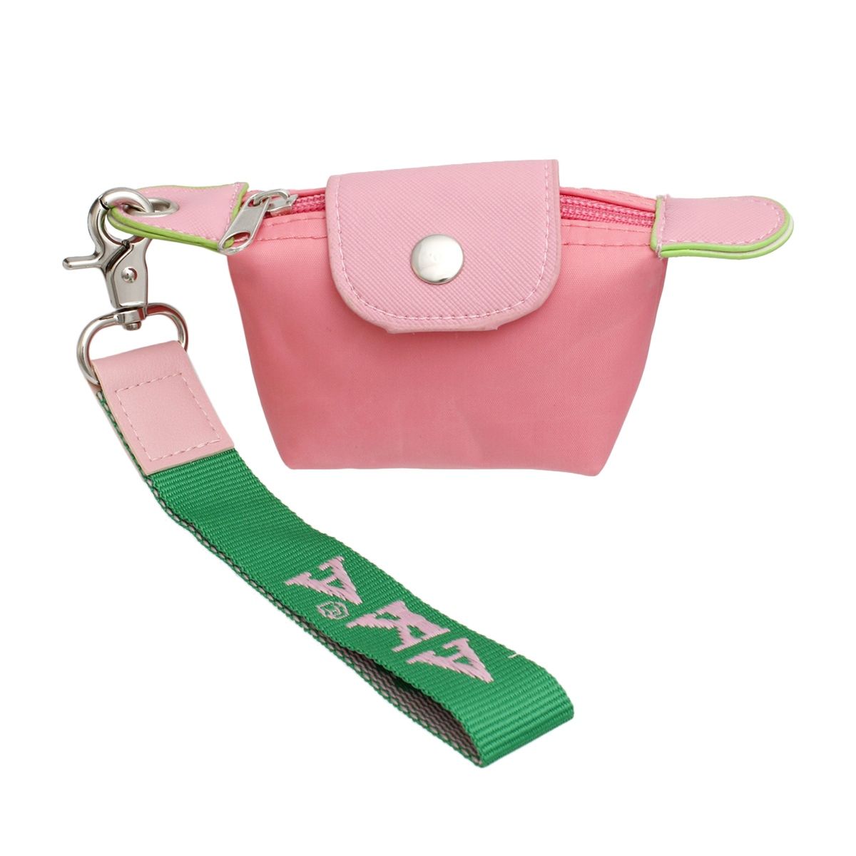 AKA Sorority Pink Nylon Wristlet Strap Mini Pouch