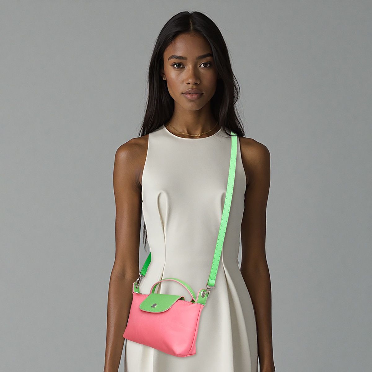 AKA Sorority Pink Nylon Mini Pouch Handle Strap