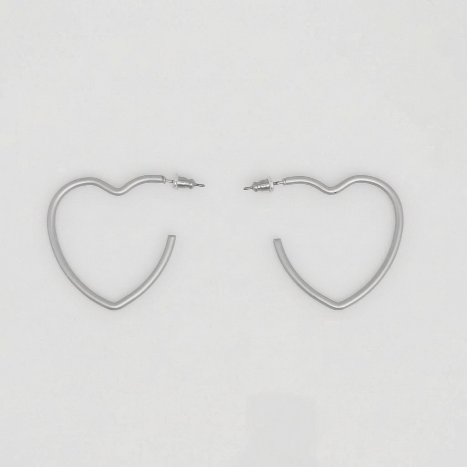 Open Hoop Classic Silver Heart Earrings