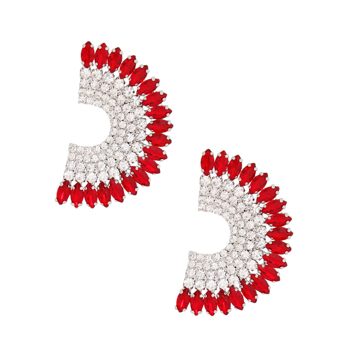 Studs Red Crystal Semi Circle Luminous Earrings