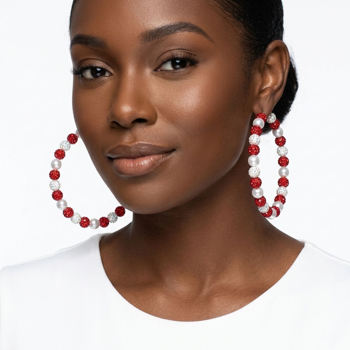 Red White 3in Stone Ball Hoops