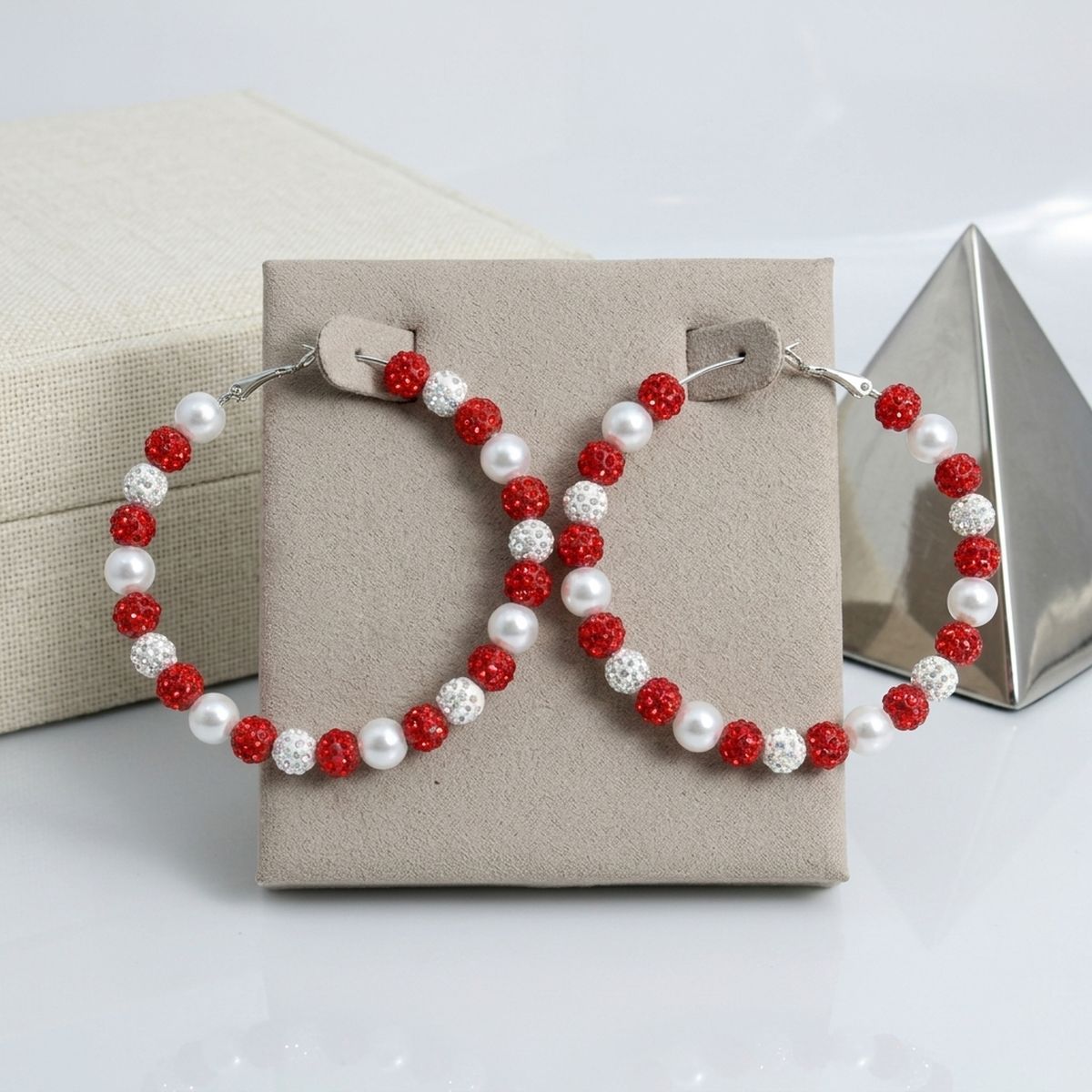 Red White 3in Stone Ball Hoops