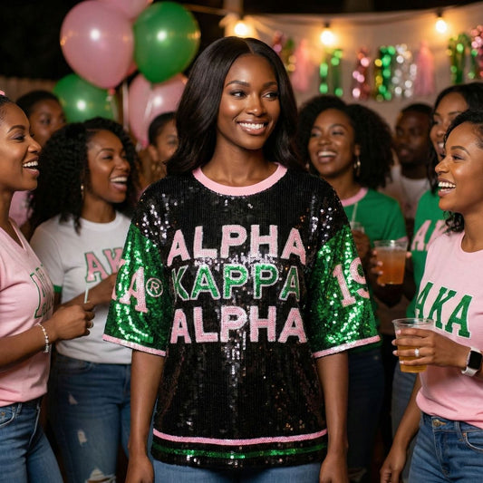 Alpha Kappa Alpha Black Sequin Jersey Shirt
