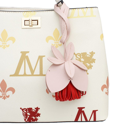 Bag Charm Pink Leather Flower Long Bag Accessory