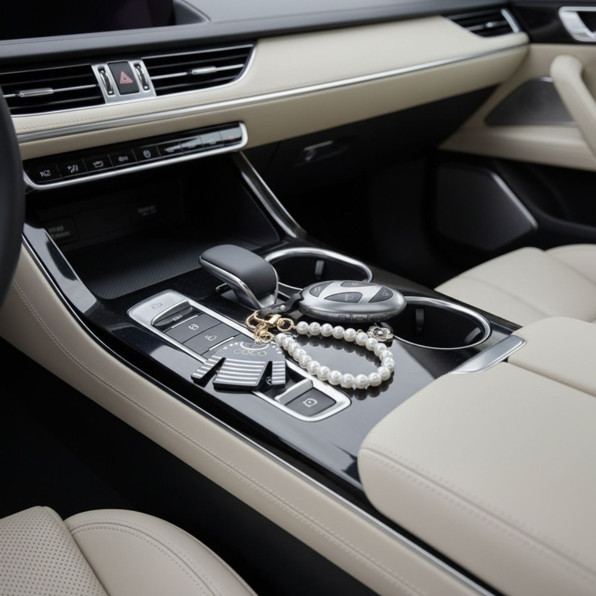 Keychain Black White Stripe COCO Shirt Pearl Clip