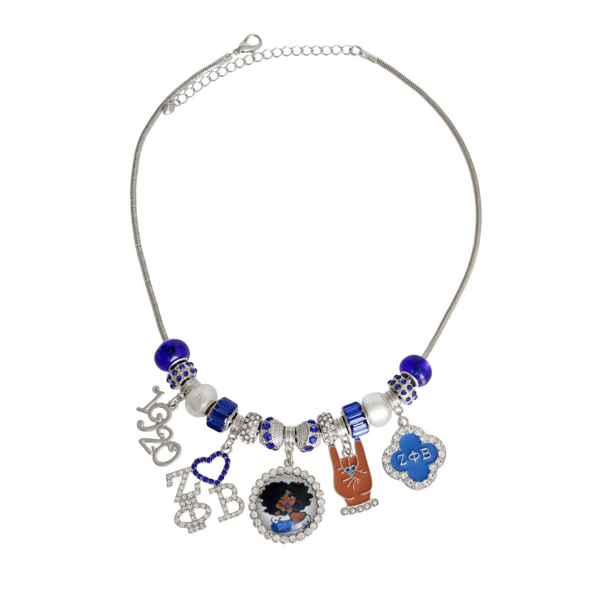 Blue White Sorority Charm Necklace