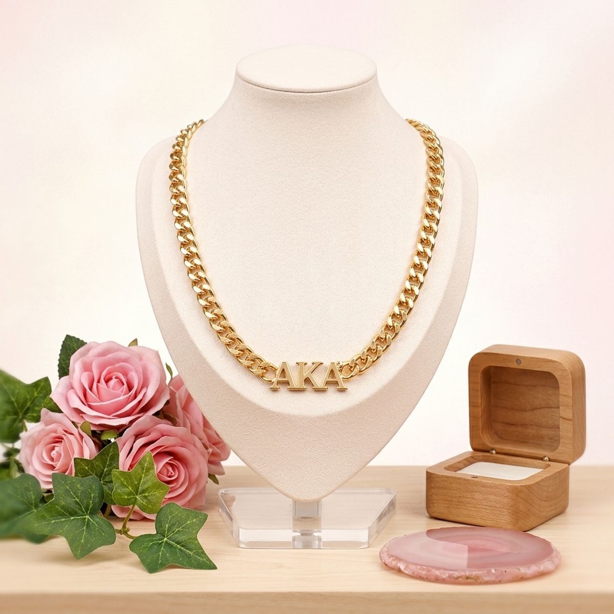 AKA Sorority Gold Chain Greek Letter Necklace