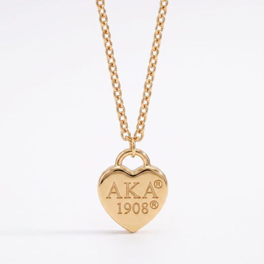 AKA Gold 1908 Legacy Heart Lock Chain Necklace