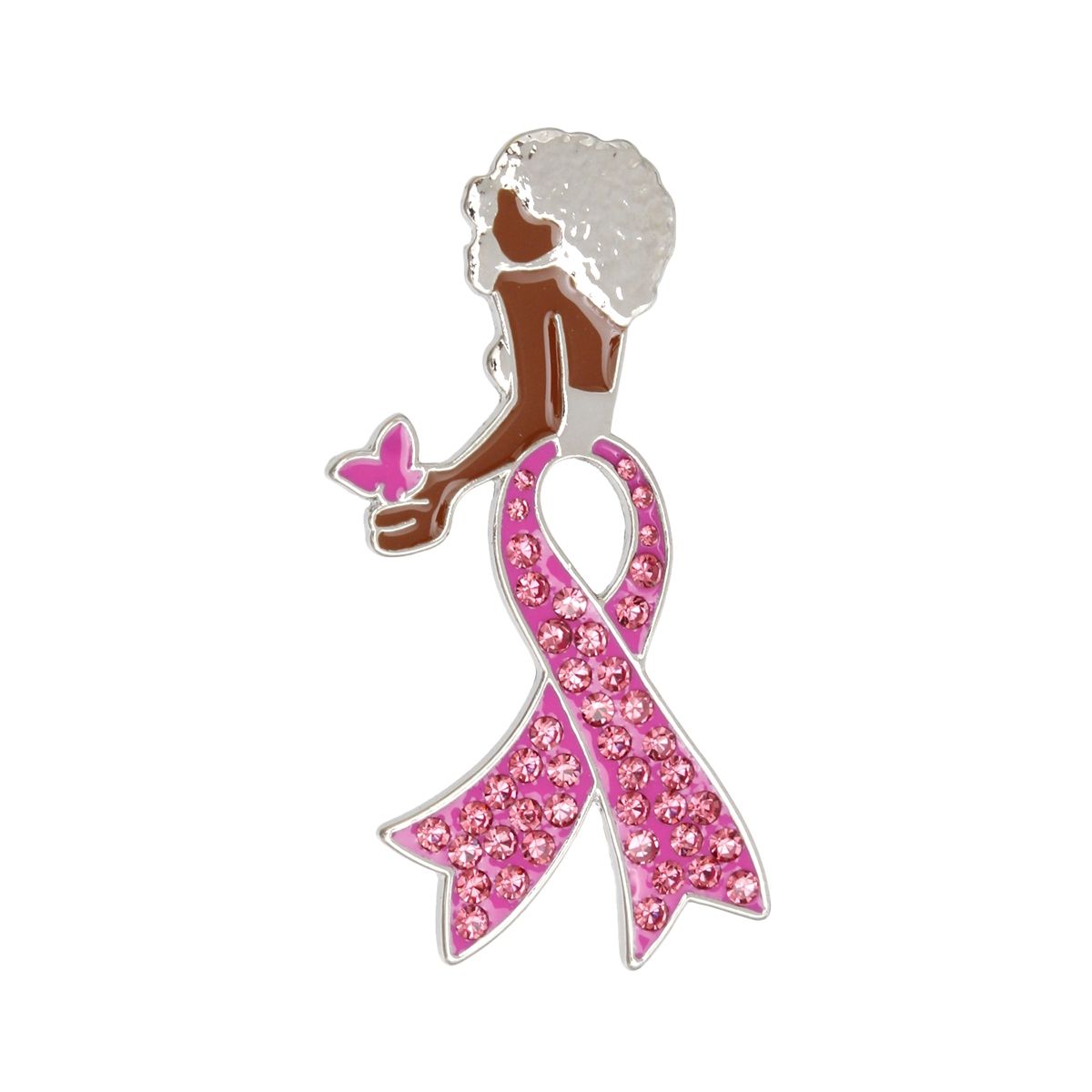 Breast Cancer Silver Pink Ribbon Legs Brooch Pin