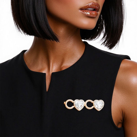 Brooch Iconic Gold Heart and Pearl Stud Coco Pin