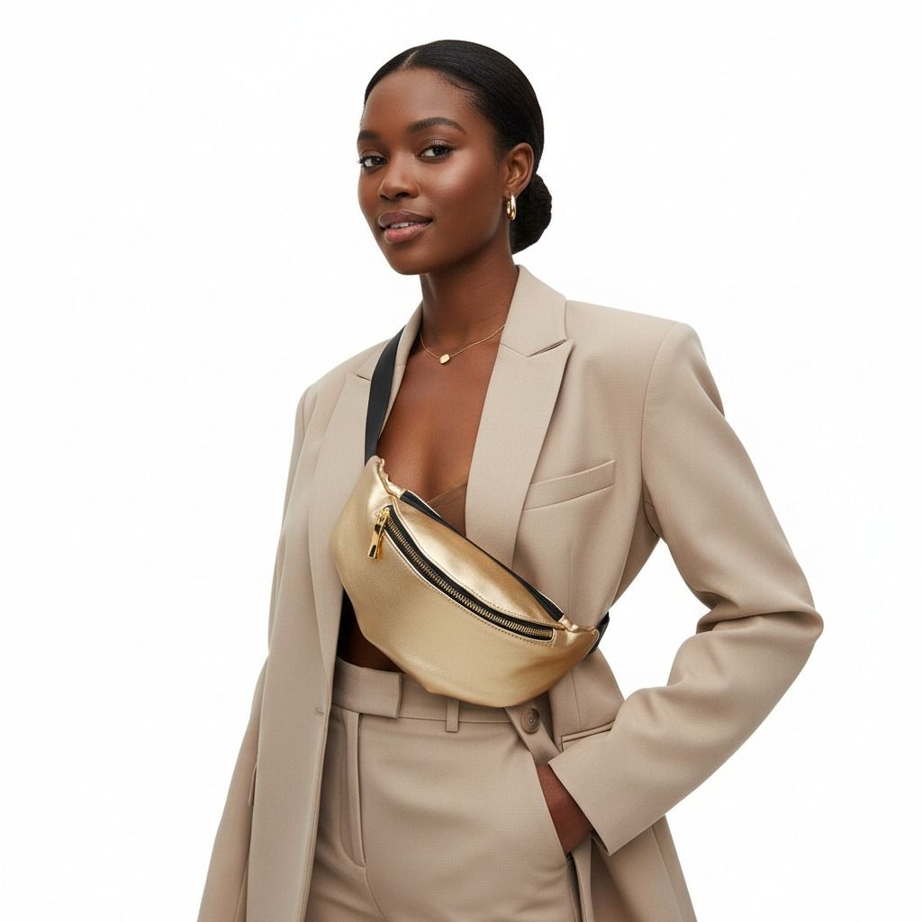 Gold Vegan Leather Fanny Pack