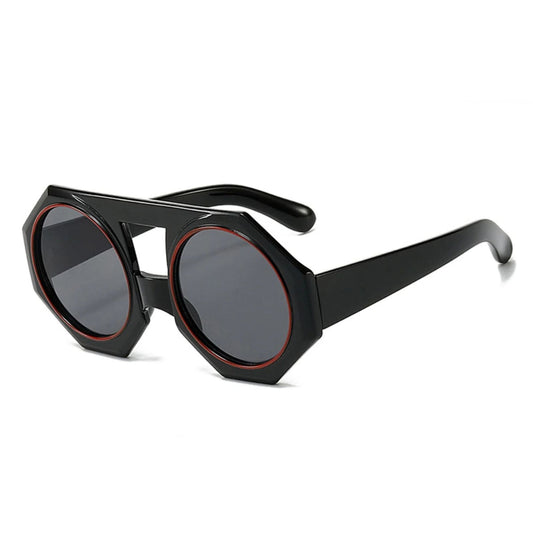 Sunglasses Black Geometric Chunky Round for Women