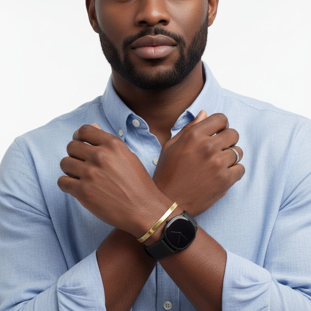 Mens 5.5mm Silver Steel Herringbone Chain Bracelet