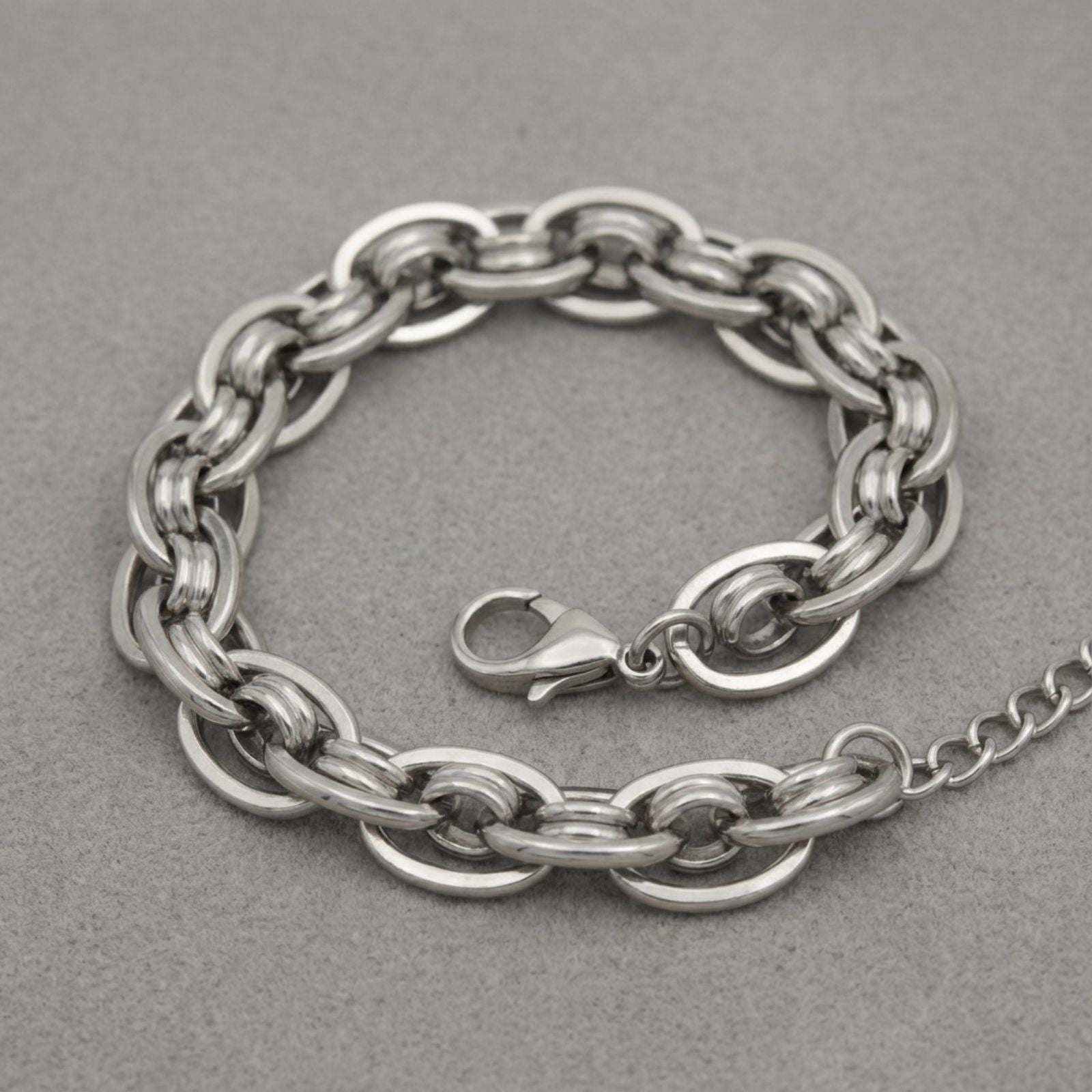 8mm Silver Stainless Steel Handmade Chain Bracelet