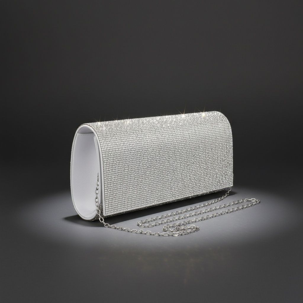 Clutch XLong Clear Rhinestone Flap Evening Bag