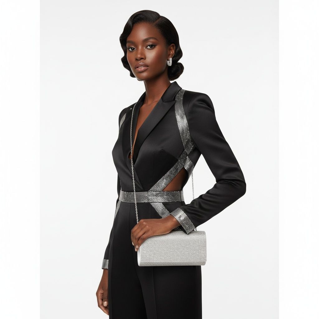 Clutch XLong Clear Rhinestone Flap Evening Bag