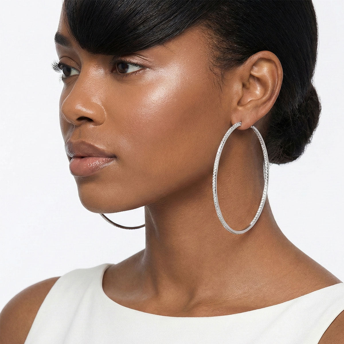 Stainless  Steel Inside Out Rhinestone Earrings