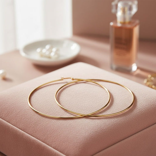 Hoop 18k Gold Steel Classic 90mm Thin Earrings