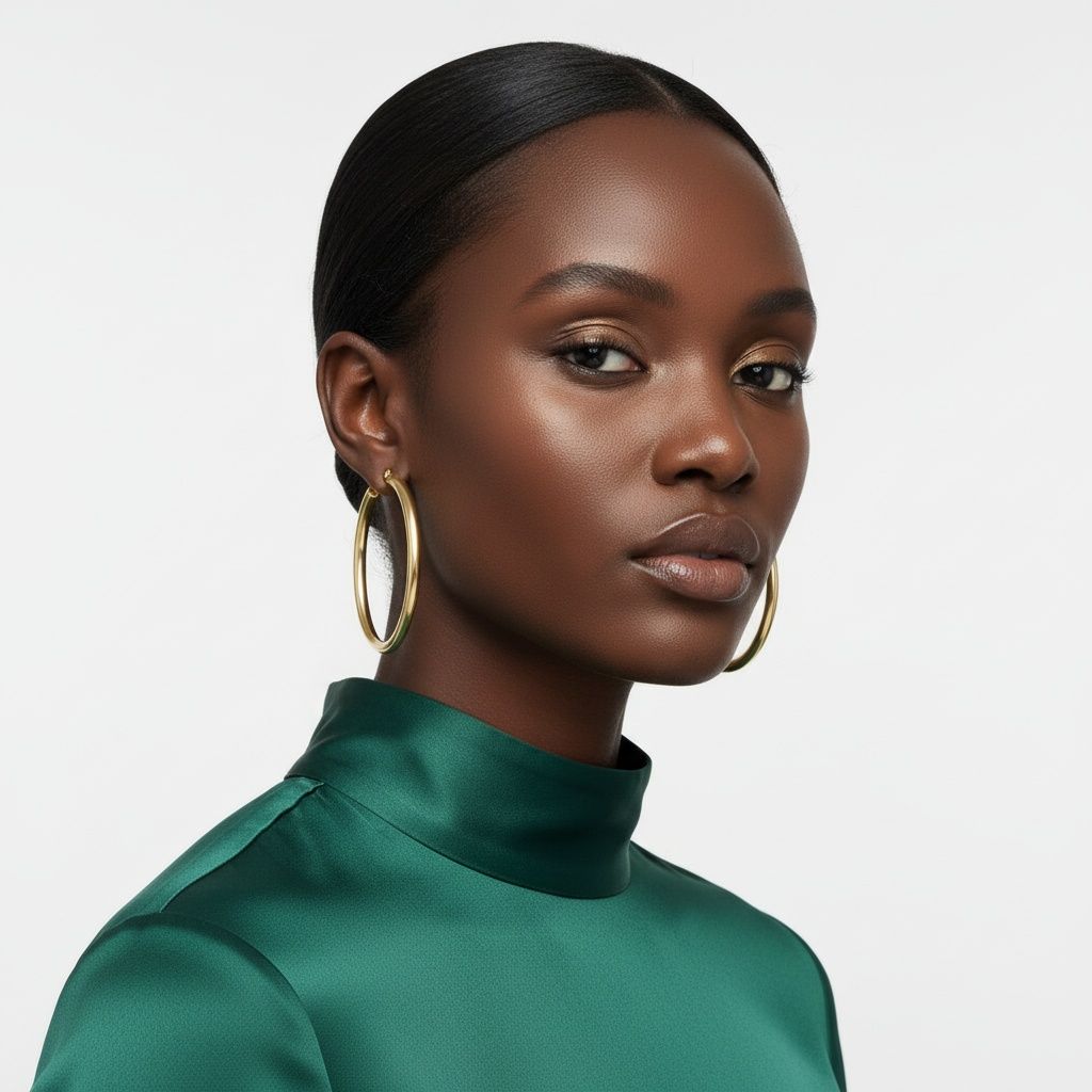 Hoop 18k Gold Steel Hollow 70mm Thick Earrings