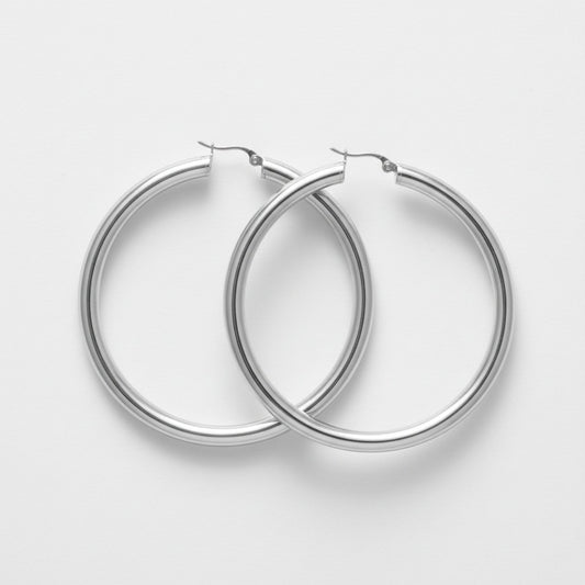 Stainless Steel Hollow 2.75in Thick Earrings
