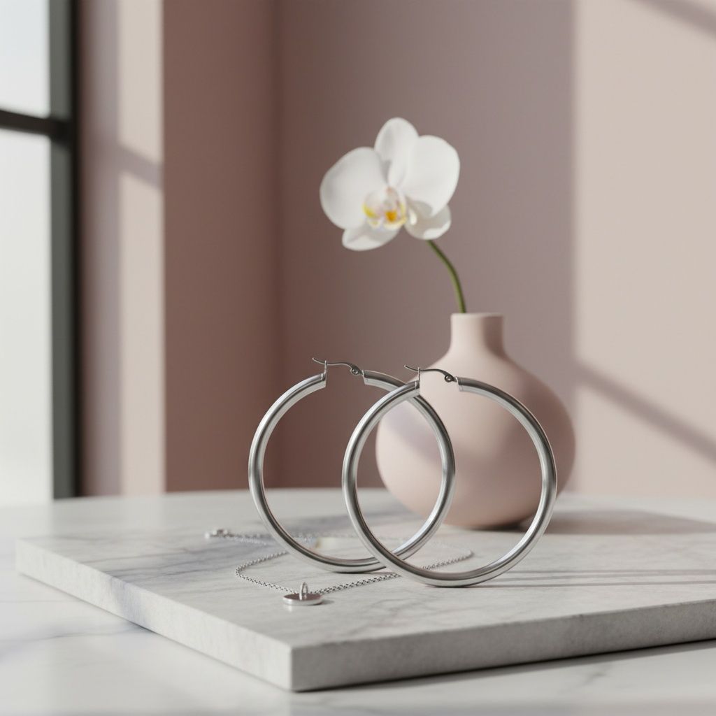 Stainless Steel Hollow 2.75in Thick Earrings