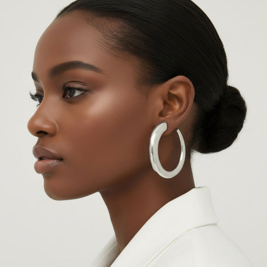 Stainless Steel Graduated Open C Hoop Earrings