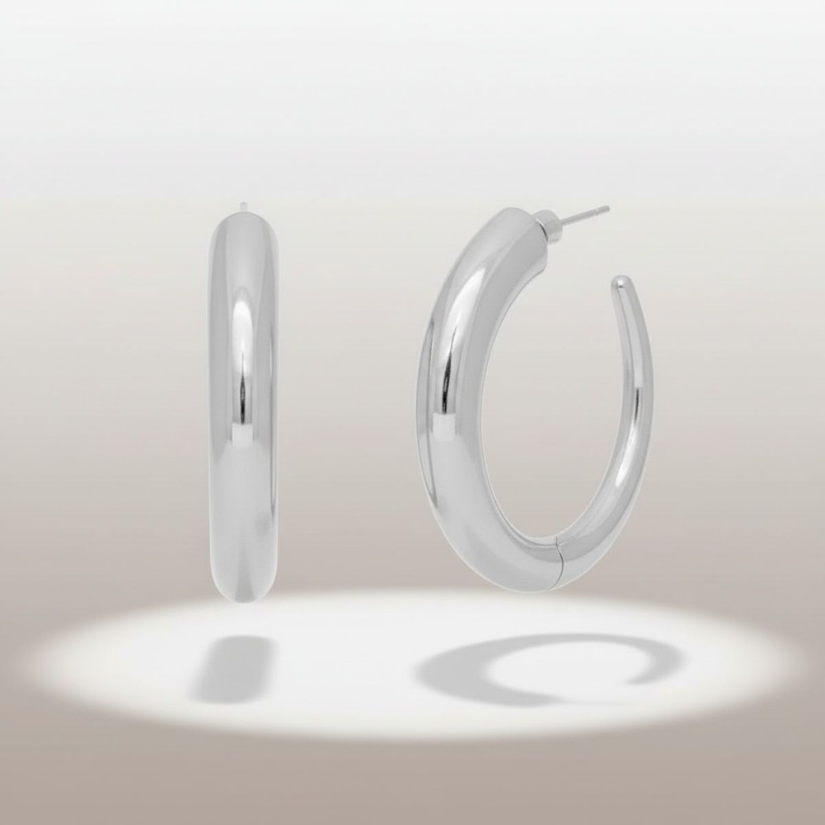 Stainless Steel Graduated Open C Hoop Earrings