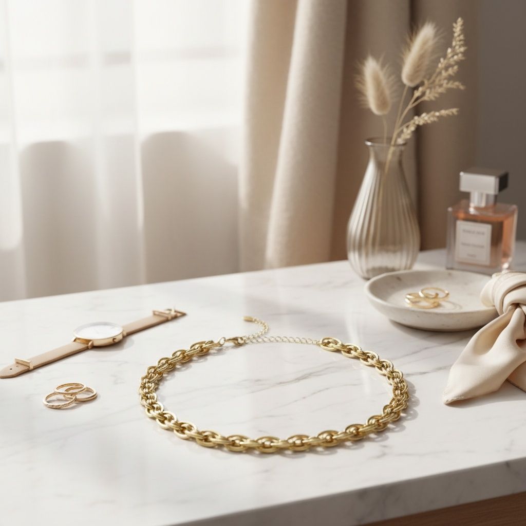 8mm Gold 18K Steel Handmade Chain Necklace