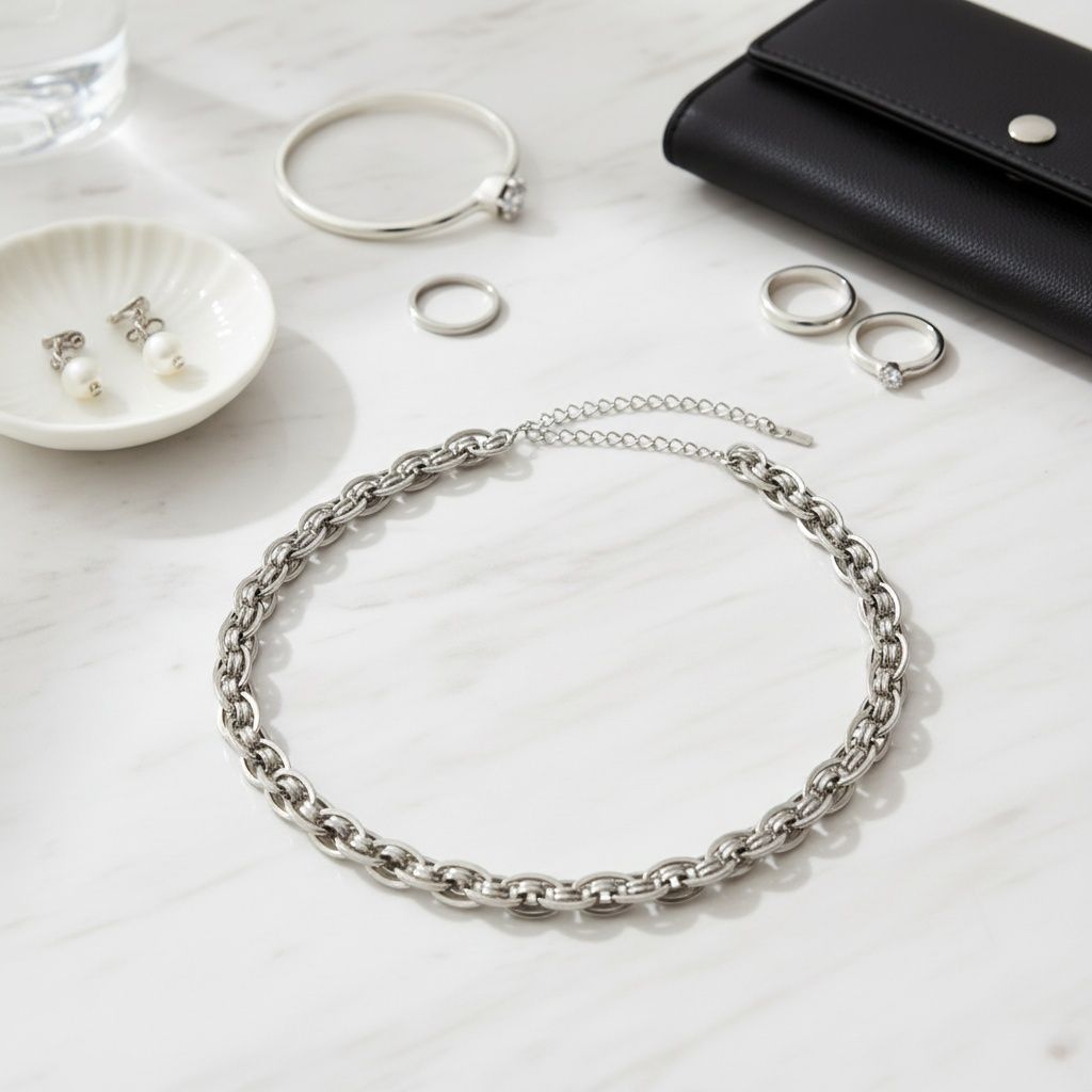 8mm Silver Stainless Steel Handmade Chain Necklace