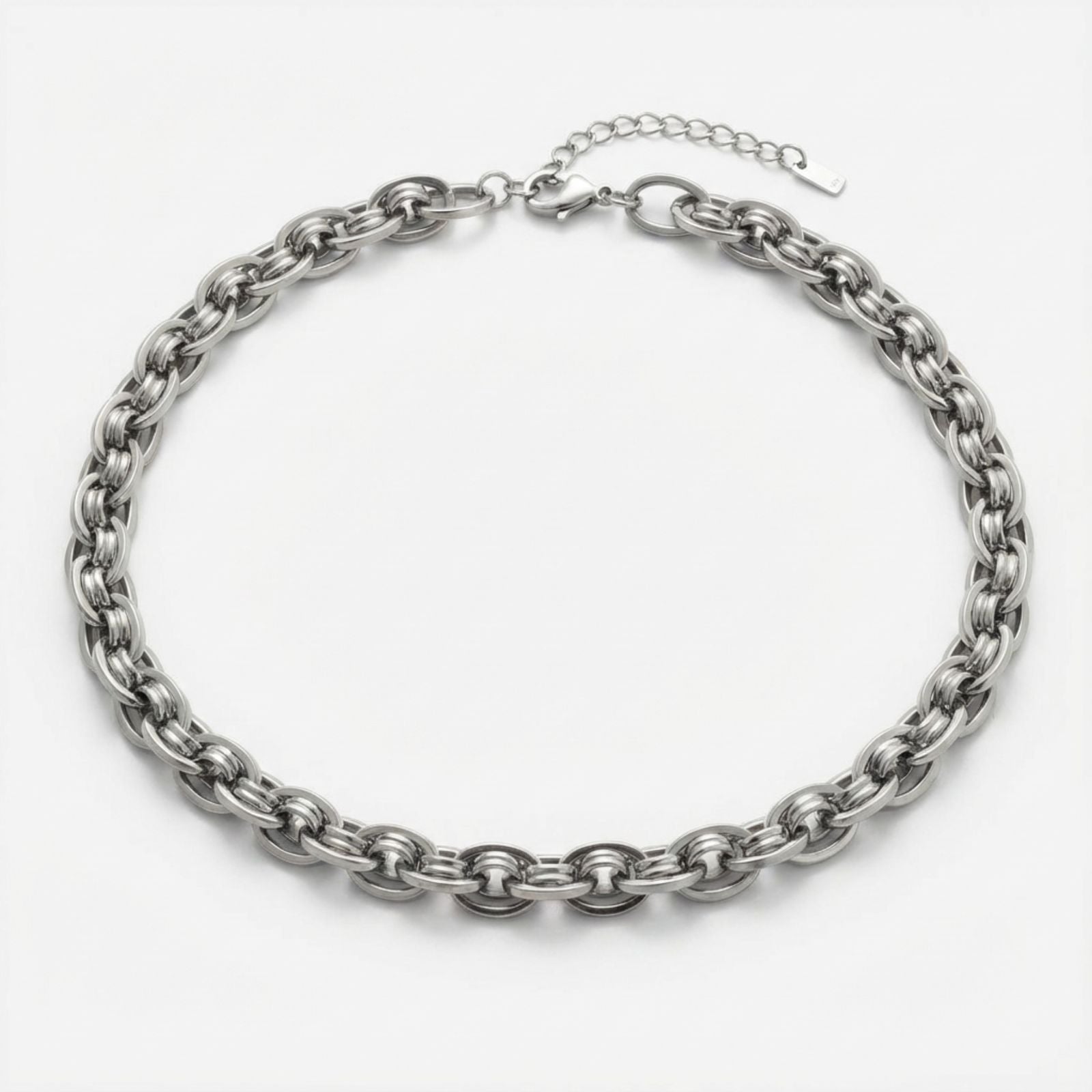 8mm Silver Stainless Steel Handmade Chain Necklace