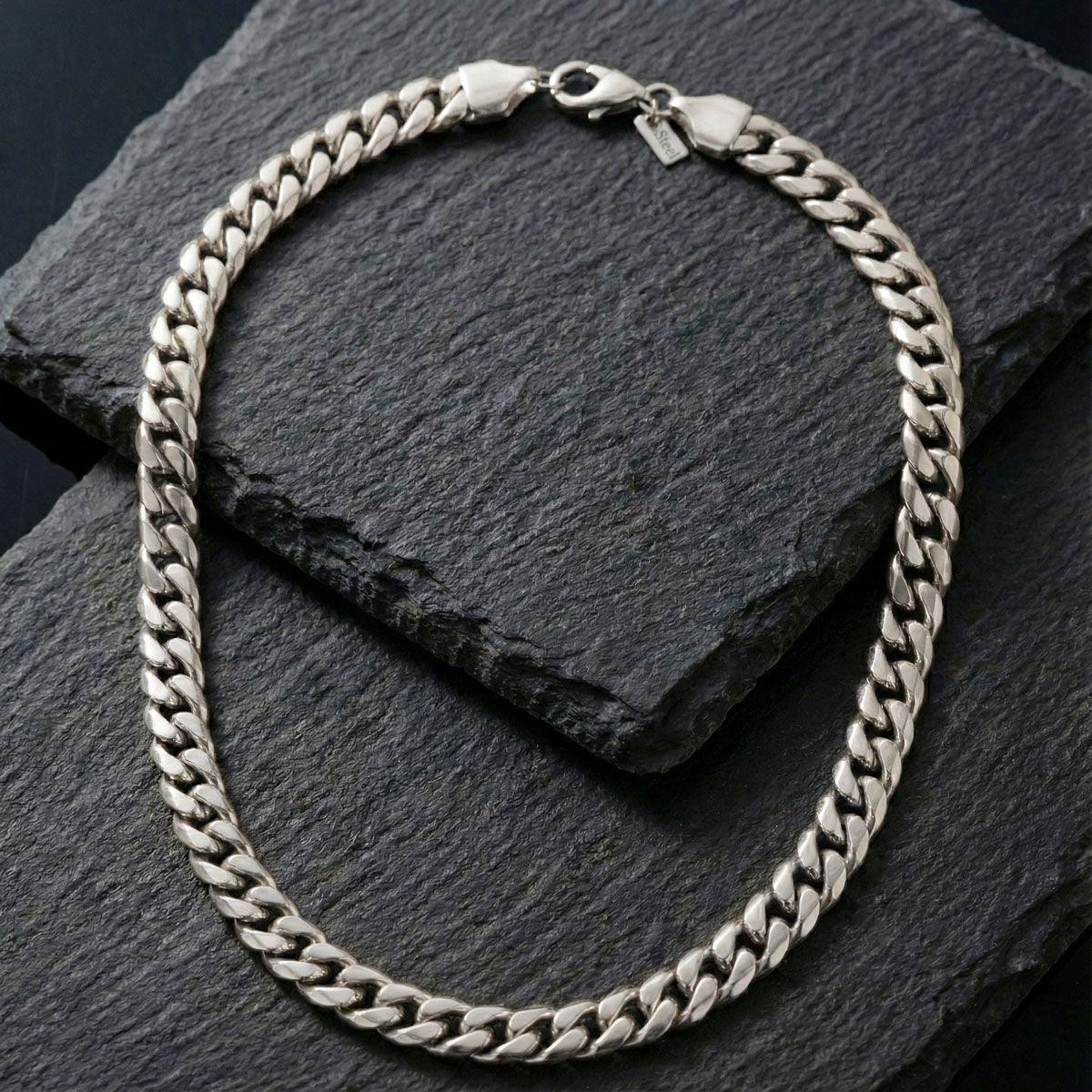 Mens 20in 8mm Silver Stainless Steel Miami Chain