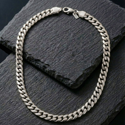 Mens 20in 8mm Silver Stainless Steel Miami Chain
