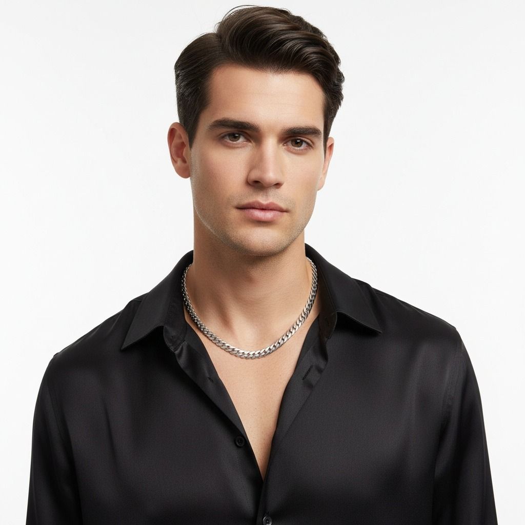 Mens 20in 8mm Silver Stainless Steel Miami Chain