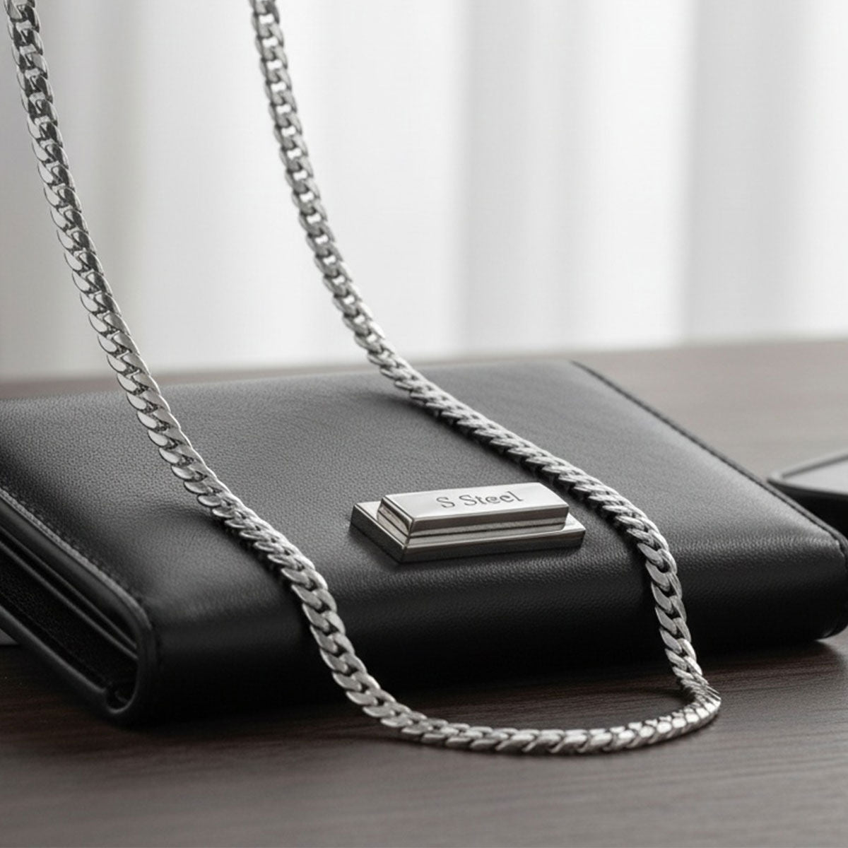 Mens 24in 8mm Silver Stainless Steel Miami Chain