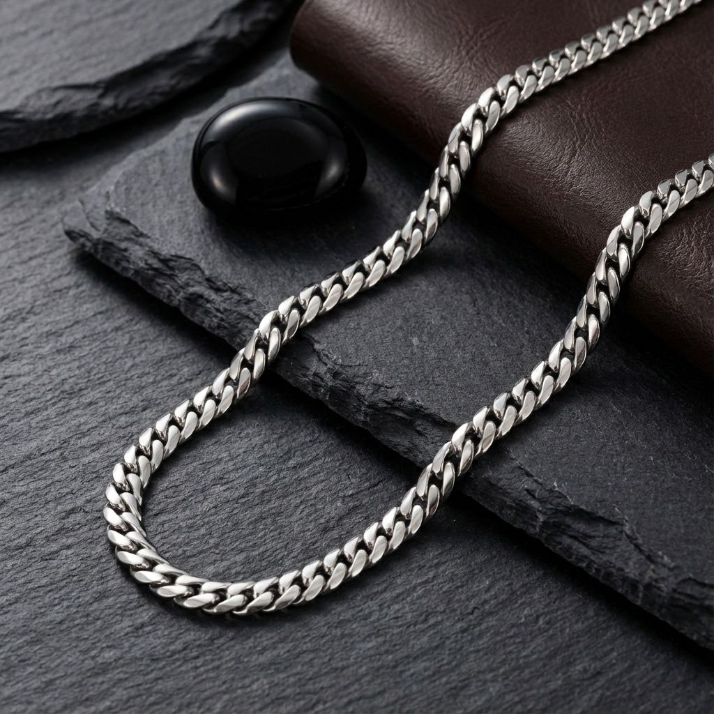 Mens 20in 6.5mm Silver Steel Herringbone Chain