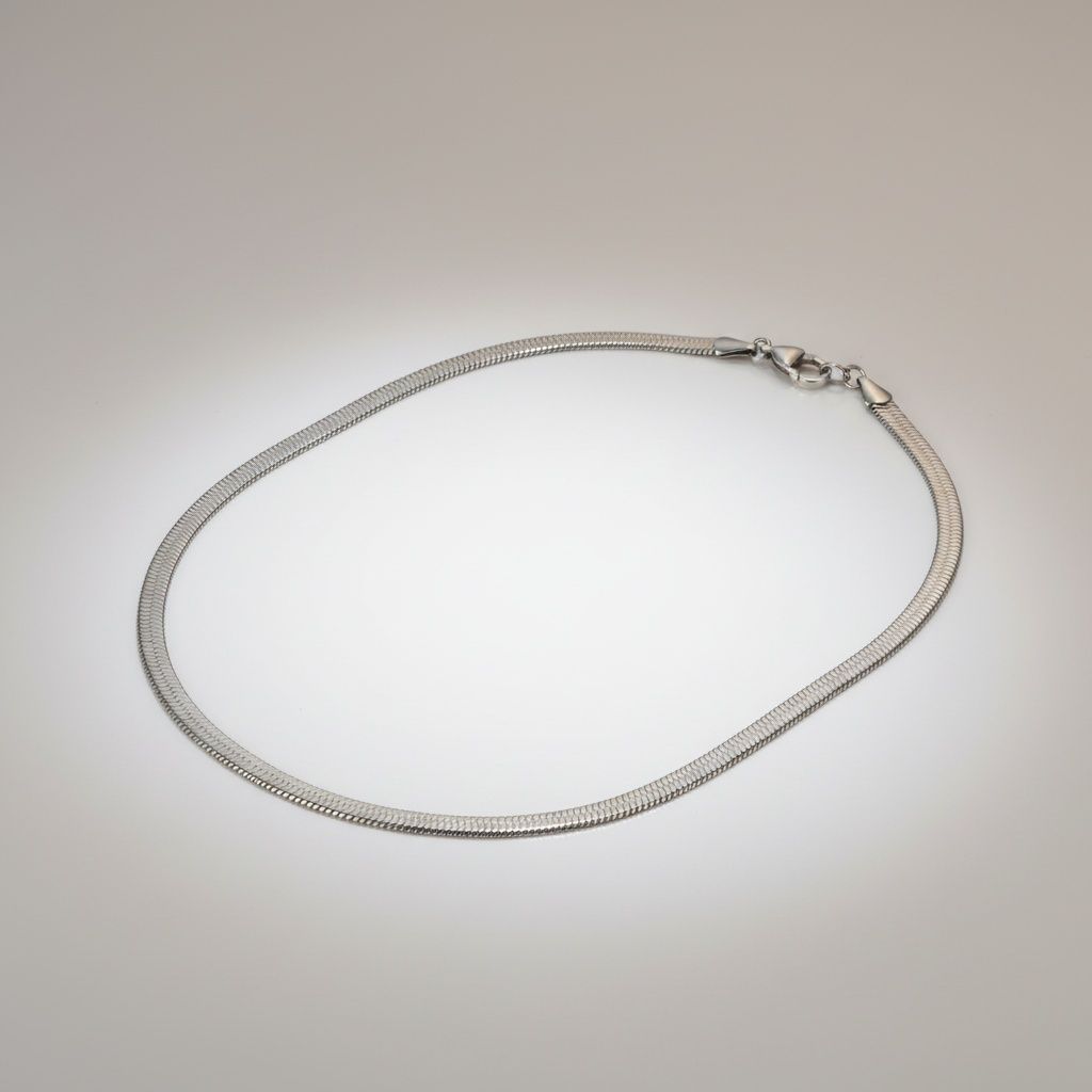 Mens 20in 6.5mm Silver Steel Herringbone Chain