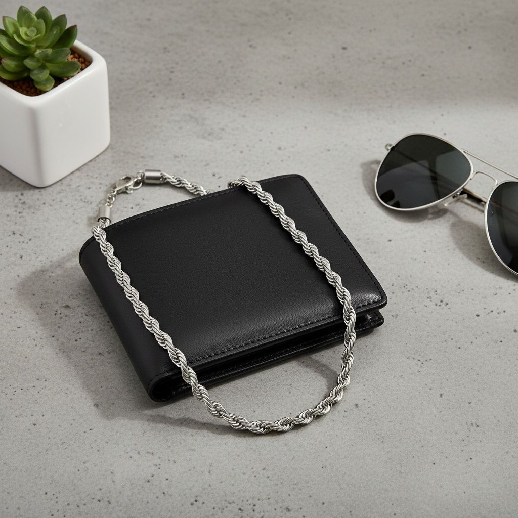 Mens 20in 8mm Silver Stainless Steel Rope Chain