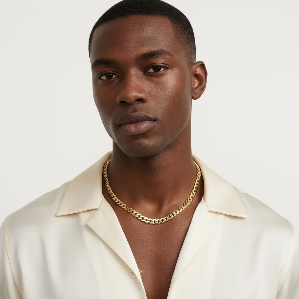 Mens 20in 10mm Gold 18K Stainless Steel Curb Chain