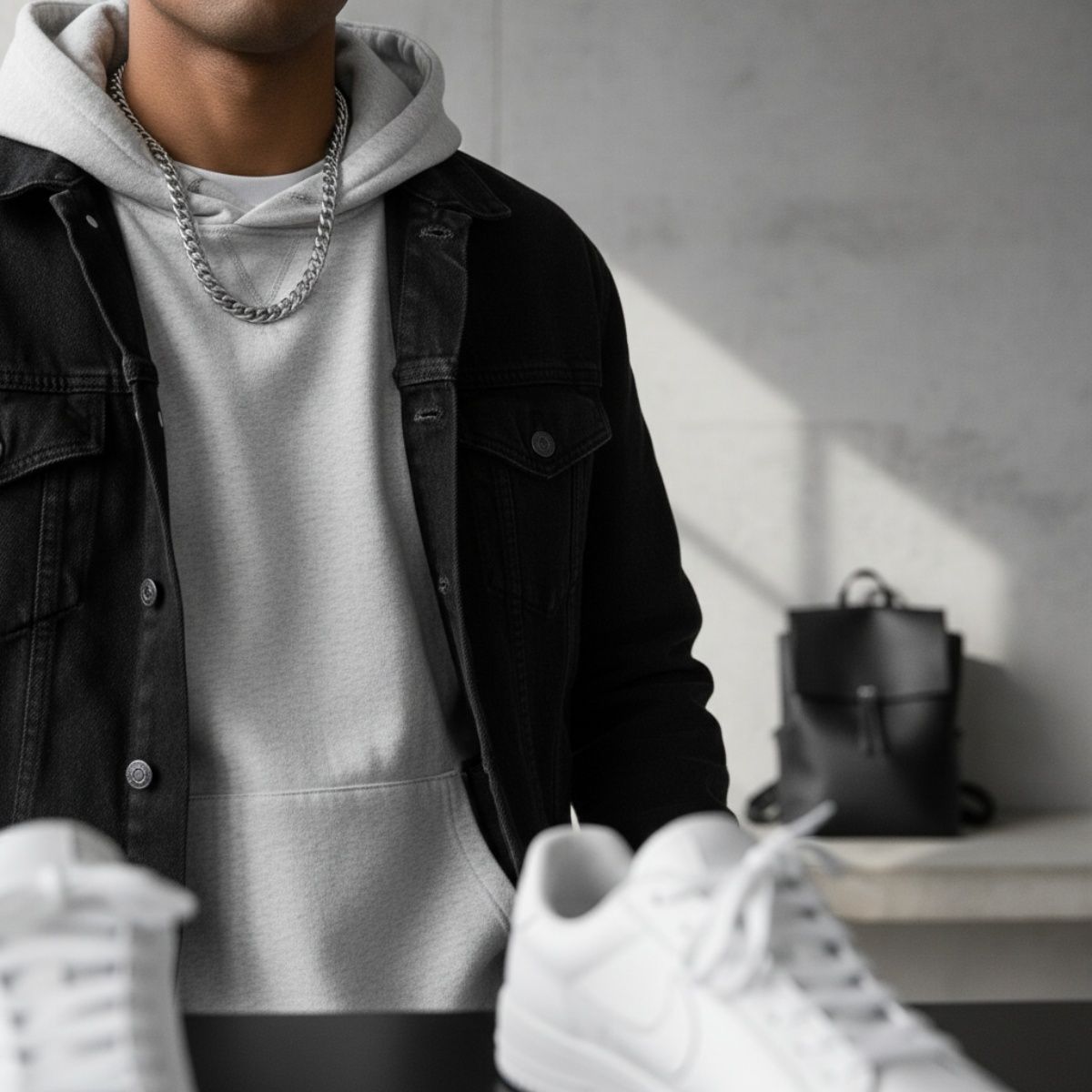 Mens 20in10mm Silver Stainless Steel Curb Chain