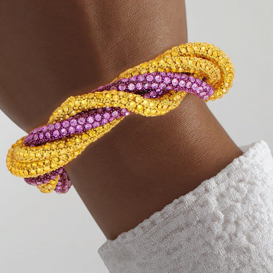 Omega Psi Vibrant Purple Gold Twisted Tube Bracelet