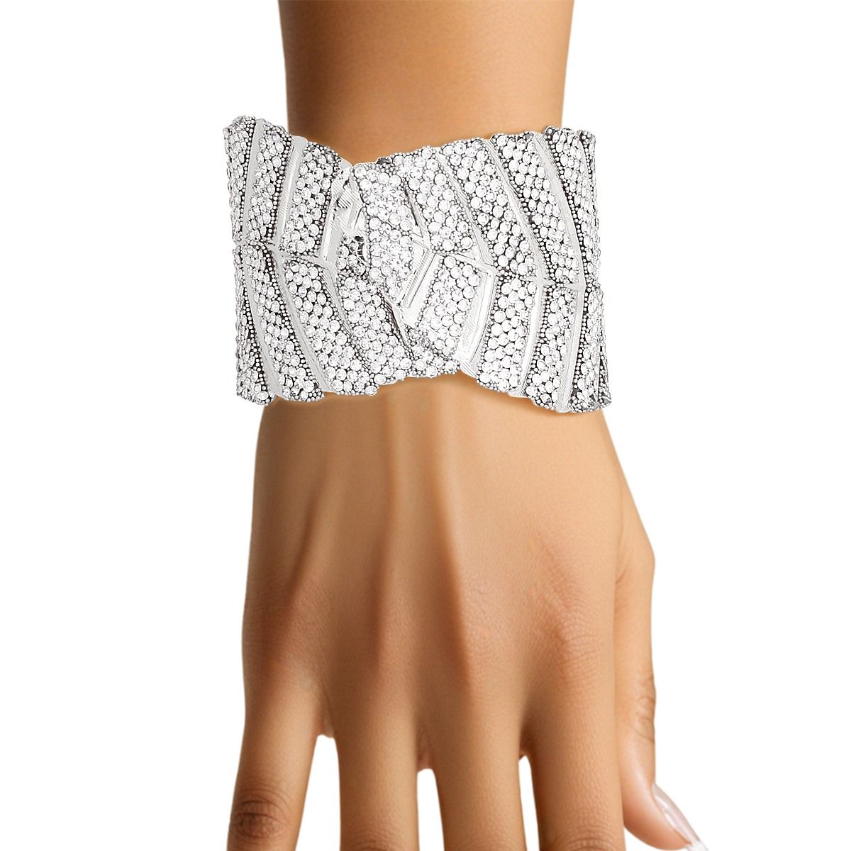 Cuff Garden Chic Encrusted Silver Leaf Bracelet