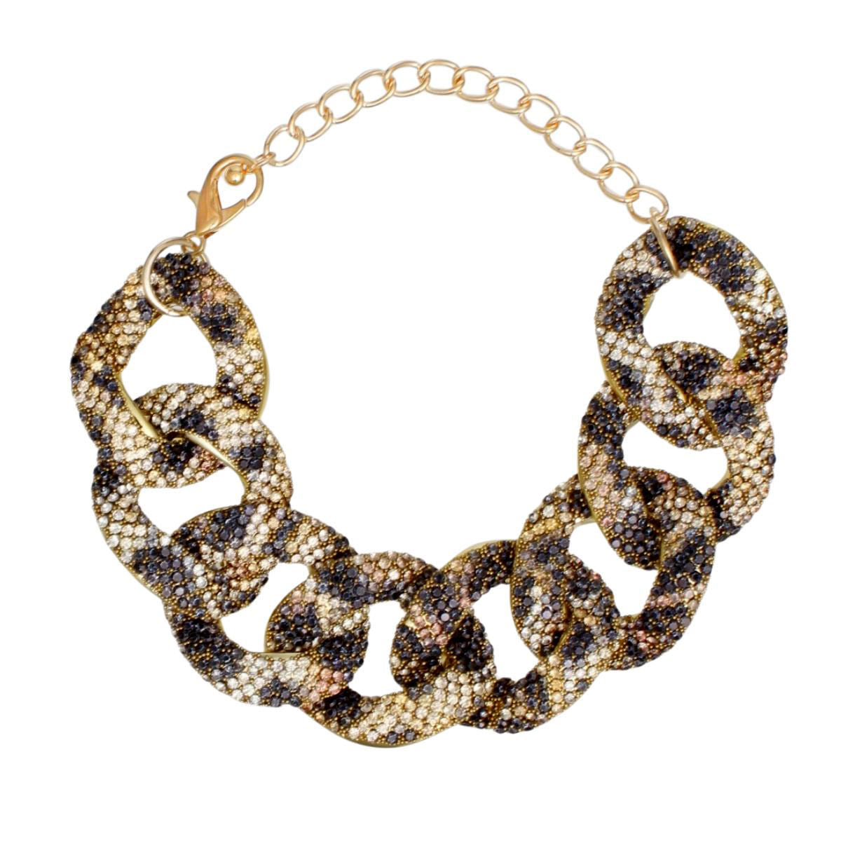 Chain Wild Child Leopard Stone Encrusted Bracelet