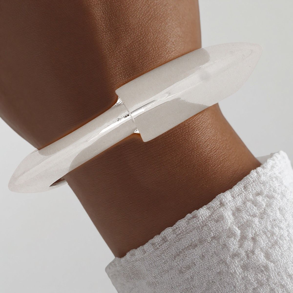 Cuff Angular Silver Futuristic Hinge Bracelet